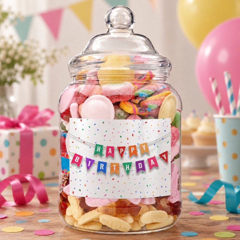 Create Your Own Happy Birthday Mega Sweet Jar (20 Fillings)
