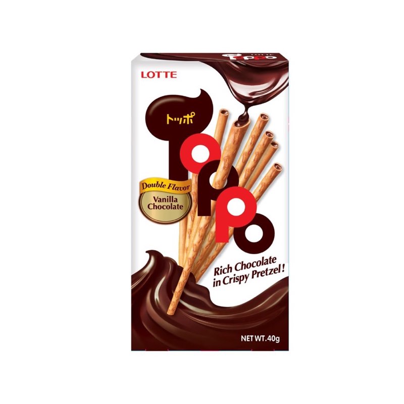 Lotte Toppo Vanilla Chocolate Filled Pretzel Sticks 40g