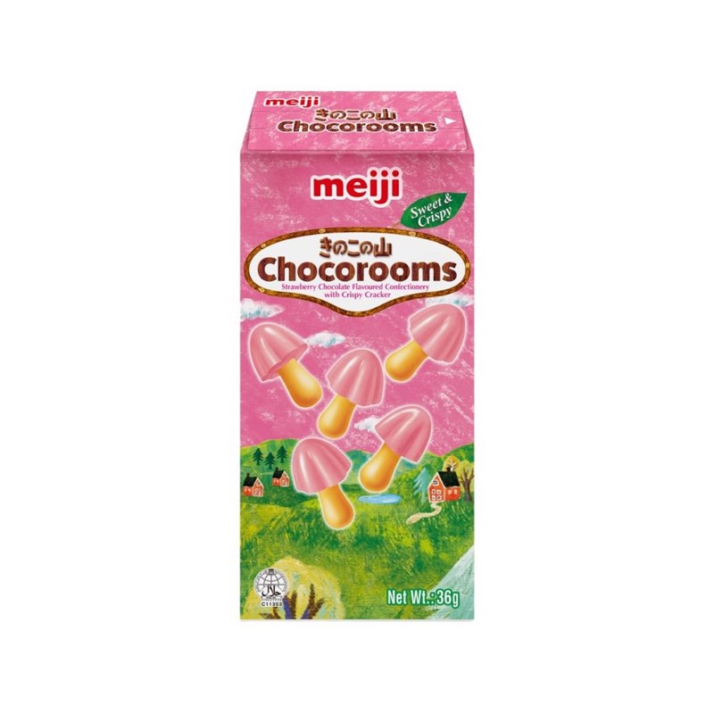 Meiji Chocorooms Strawberry Biscuits Box 36g