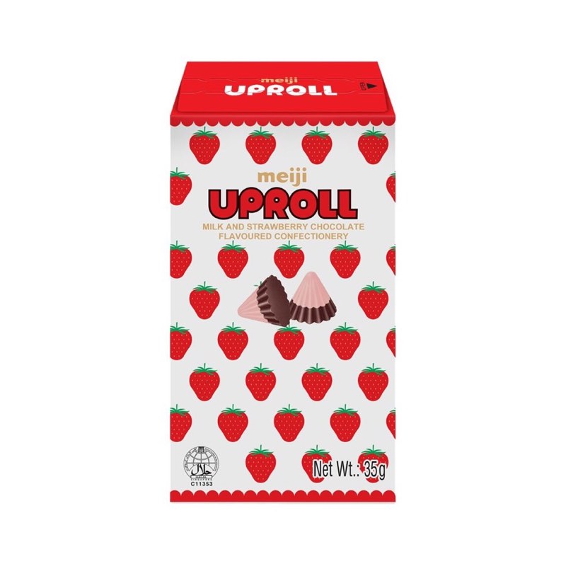 Meiji Uproll Milk Chocolate and Strawberry Box 35g
