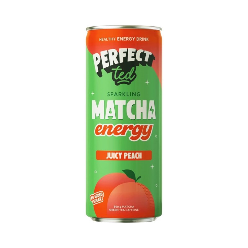 Perfect Ted Sparkling Matcha Energy Juicy Peach Can 250ml