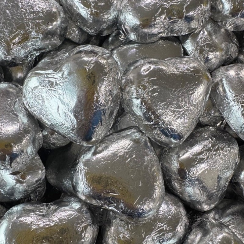 Luxury Silver Foil Milk Chocolate Hearts