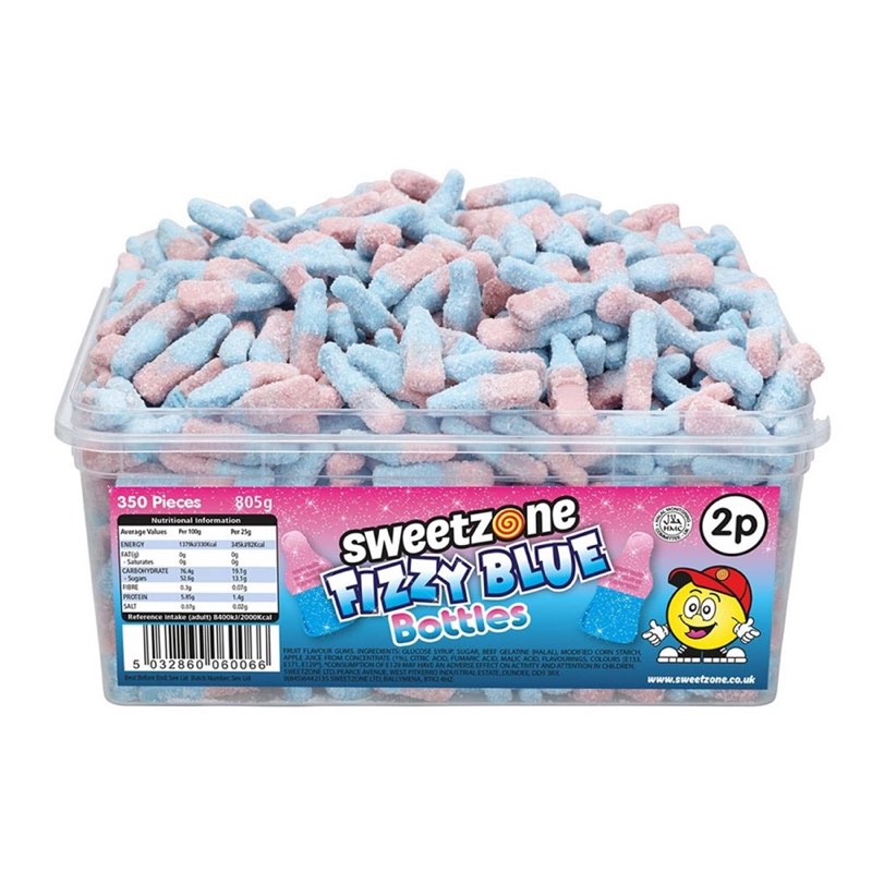 Sweetzone Fizzy Blue/Pink Bottles Tub 805g