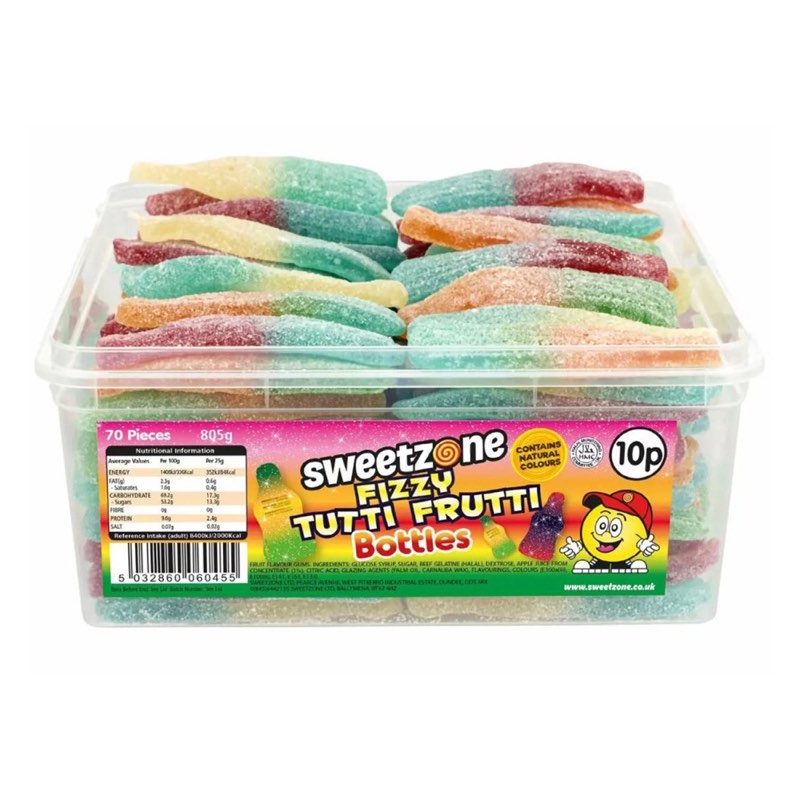 Sweetzone Fizzy Tutti Frutti Bottles Tub 805g
