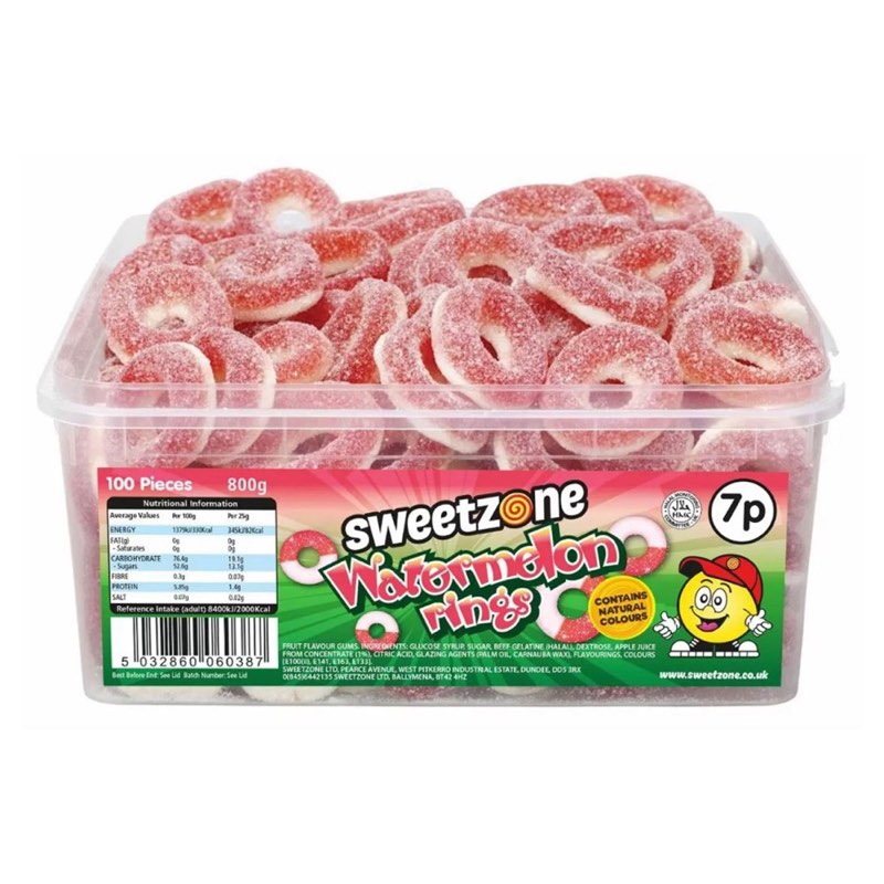 Sweet zone Watermelon Rings Tub 800g